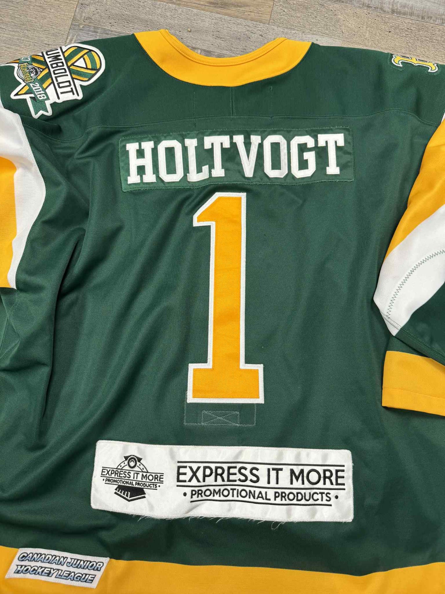 #1 Brady Holtvogt (Goalie) Game Worn Humboldt Broncos Third Jersey