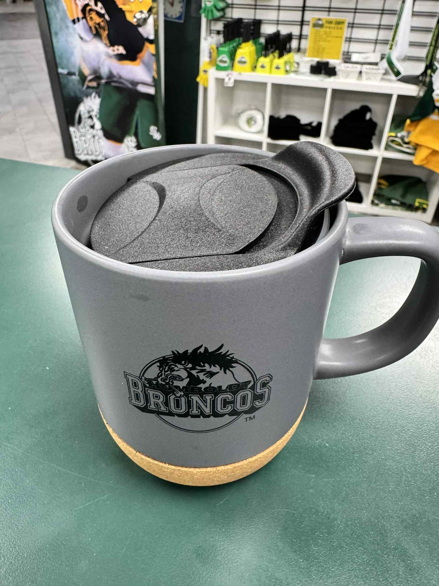 Humboldt Broncos Ceramic Cork-Base Mug – with Lid