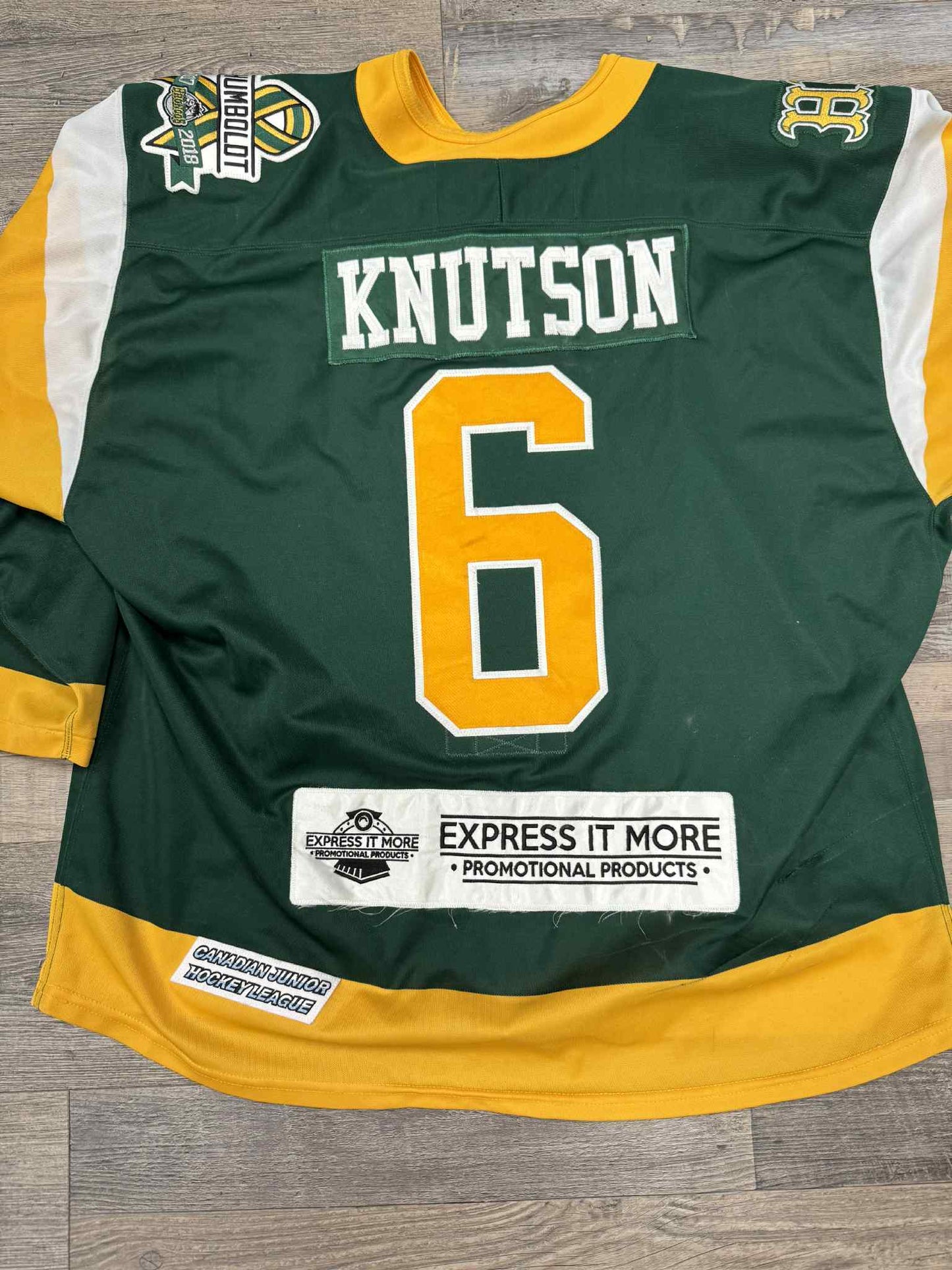 # 6 Ryder Knutson Game Worn Humboldt Broncos Third Jersey