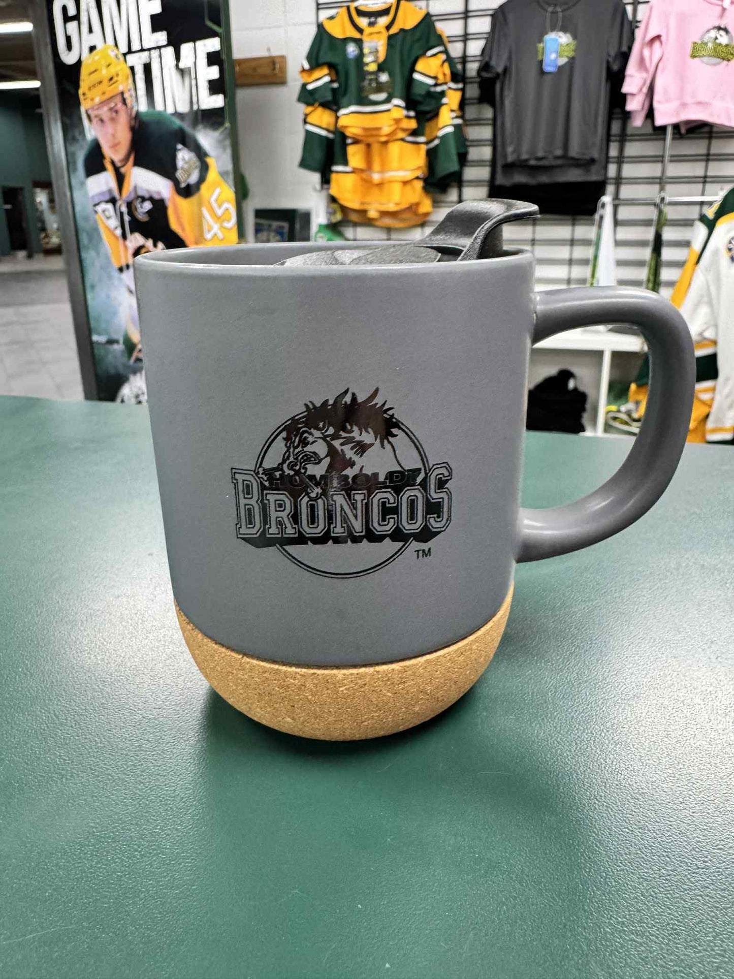 Humboldt Broncos Ceramic Cork-Base Mug – with Lid